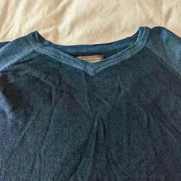 Denver Hayes, long sleeve, v-neck, sweater, blue, size  large - Picture 2 of 5